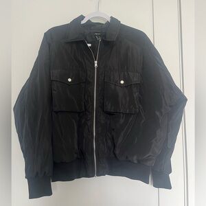 Forever 21 Oversized Black Bomber Jacket